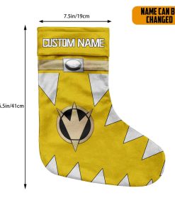 Gearhumans 3D Power Ranger Dino Thunder Yellow Custom Name Christmas Socks