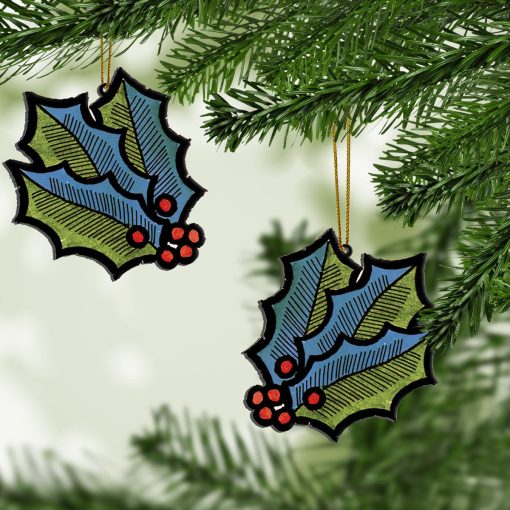 Gearhumans 3D ELV PRL Holly Leaves And Christmas Tree Custom Ornament