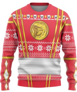 Gearhumans 3D Red Ninja Mighty Morphin Power Rangers Custom Ugly Long sleeve
