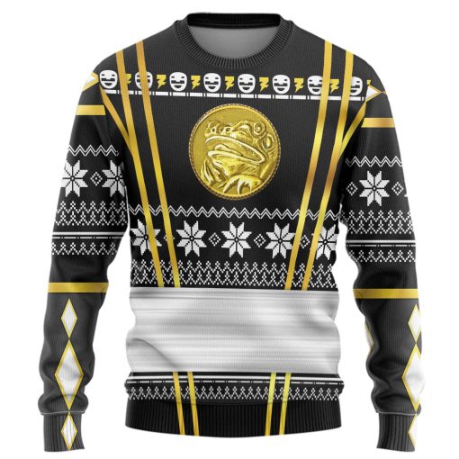 Gearhumans 3D Black Ninja Mighty Morphin Power Rangers Custom Ugly Long sleeve