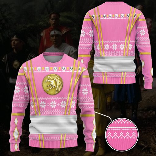Gearhumans 3D Pink Ninja Mighty Morphin Power Rangers Custom Ugly Long sleeve - Image 2
