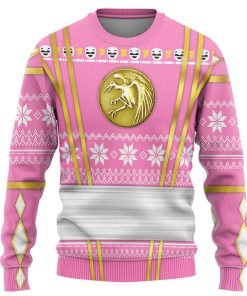 Gearhumans 3D Pink Ninja Mighty Morphin Power Rangers Custom Ugly Long sleeve