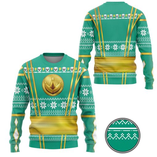 Gearhumans 3D Green Ninja Mighty Morphin Power Rangers Custom Ugly Long sleeve - Image 2