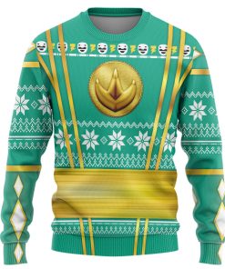 Gearhumans 3D Green Ninja Mighty Morphin Power Rangers Custom Ugly Long sleeve