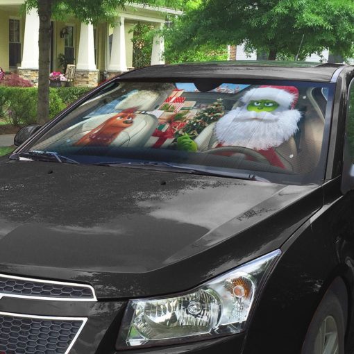 Gearhumans 3D Max The Dog And Green Grin Ver Santa Custom Car Auto Sunshade