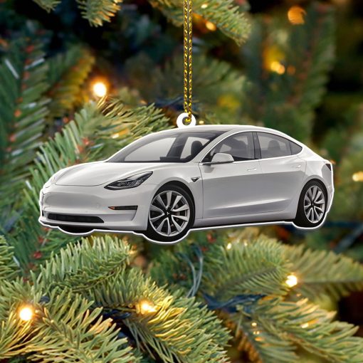 Gearhumans 3D Tesla Model 3 Christmas Custom Ornament