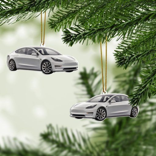 Gearhumans 3D Tesla Model 3 Christmas Custom Ornament
