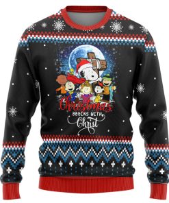 Gearhumans 3D Christmas Begins With Christ Custom Ugly Long sleeve
