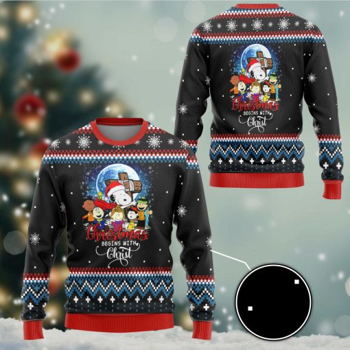 Gearhumans 3D Christmas Begins With Christ Custom Ugly Long sleeve - Image 3