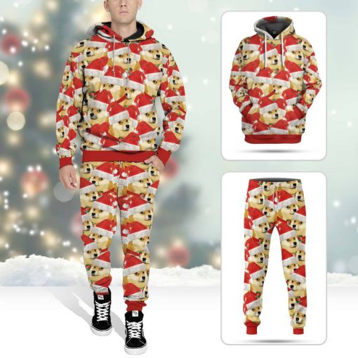 Gearhumans 3D Merry Christmas With Doge Custom Sweatpants - Image 5