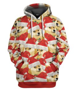 Gearhumans 3D Merry Christmas With Doge Custom Hoodie Tshirt Apparel