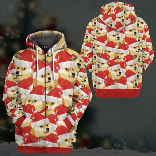 Gearhumans 3D Merry Christmas With Doge Custom Hoodie Tshirt Apparel - Image 9