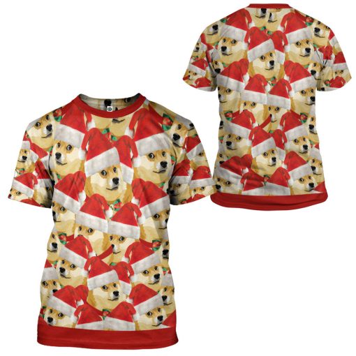 Gearhumans 3D Merry Christmas With Doge Custom Hoodie Tshirt Apparel - Image 18