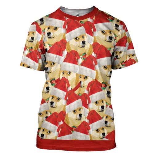 Gearhumans 3D Merry Christmas With Doge Custom Hoodie Tshirt Apparel - Image 5