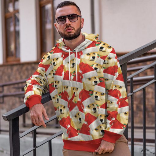 Gearhumans 3D Merry Christmas With Doge Custom Hoodie Tshirt Apparel - Image 15