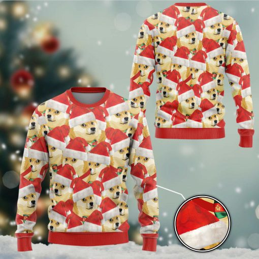 Gearhumans 3D Merry Christmas With Doge Custom Hoodie Tshirt Apparel - Image 14