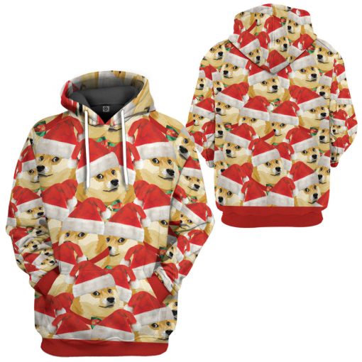 Gearhumans 3D Merry Christmas With Doge Custom Hoodie Tshirt Apparel - Image 19