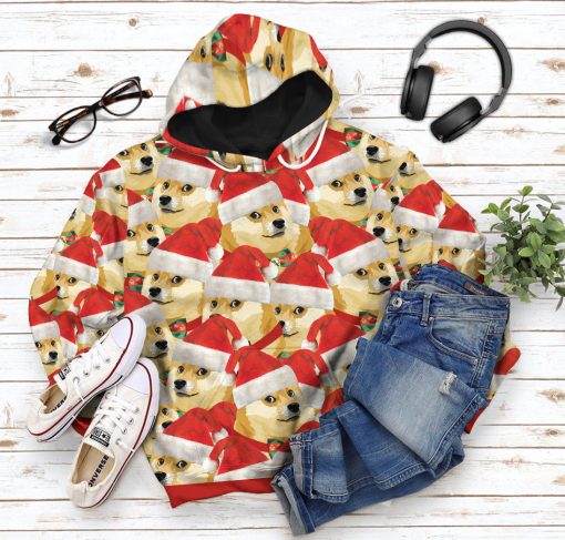 Gearhumans 3D Merry Christmas With Doge Custom Hoodie Tshirt Apparel - Image 16