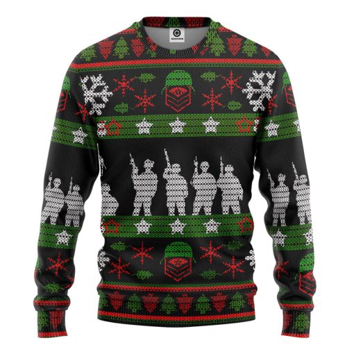 Gearhumans 3D Veteran Soldier Present Custom Ugly Christmas Sweater