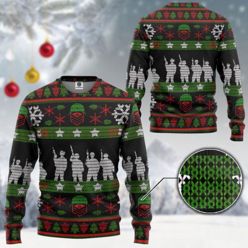 Gearhumans 3D Veteran Soldier Present Custom Ugly Christmas Sweater - Image 3