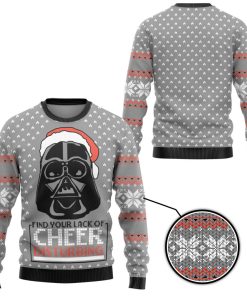Gearhumans 3D S.W Darth Vader Knitted Christmas Gift Custom Ugly Long Sleeve