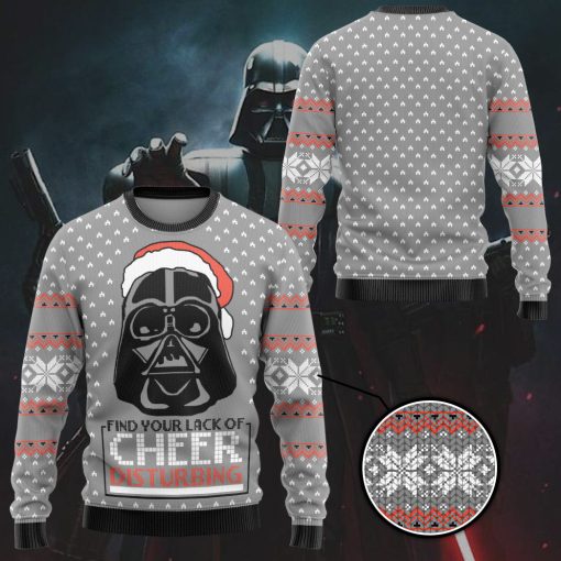 Gearhumans 3D S.W Darth Vader Knitted Christmas Gift Custom Ugly Long Sleeve - Image 2