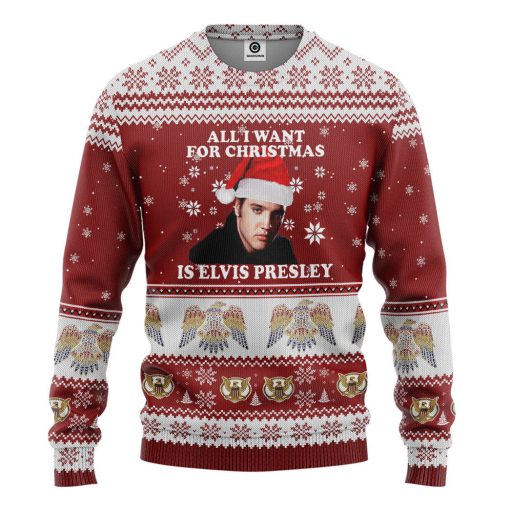 Gearhumans 3D All I Want For Christmas Is ELV PRL Custom Ugly Long sleeve