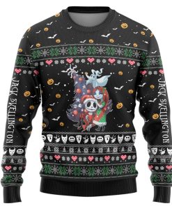 Gearhumans 3D Nightmare Before Christmas Jack And Sally Custom Ugly Long sleeve