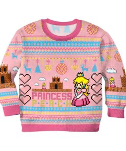 Gearhumans 3D Super Mario Princess Peach Custom Kid Ugly Sweater