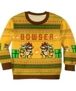 Gearhumans 3D Super Mario Bowser Custom Kid Ugly Long sleeve