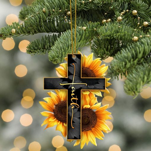 Gearhumans 3D Faith Sunflower Jesus Custom Ornament