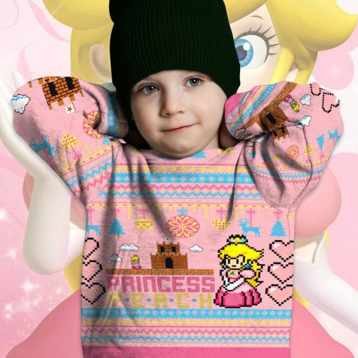 Gearhumans 3D Super Mario Princess Peach Custom Kid Ugly Sweater
