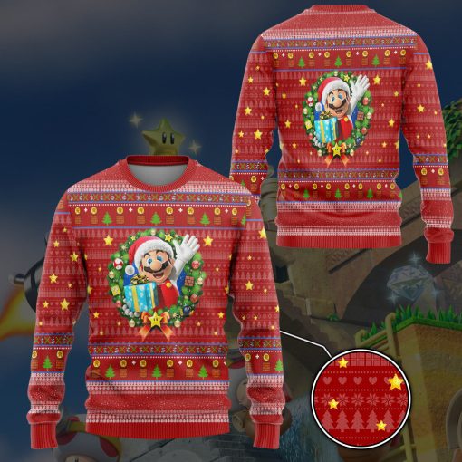 Gearhumans 3D Super Mario Custom Ugly Christmas Sweater