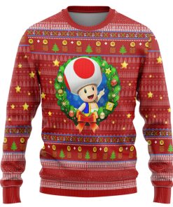 Gearhumans 3D Super Mario Toad Custom Ugly Christmas Sweater