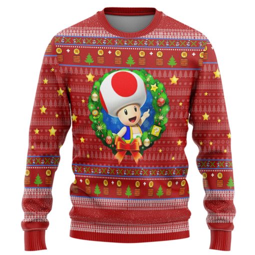 Gearhumans 3D Super Mario Toad Custom Ugly Christmas Sweater