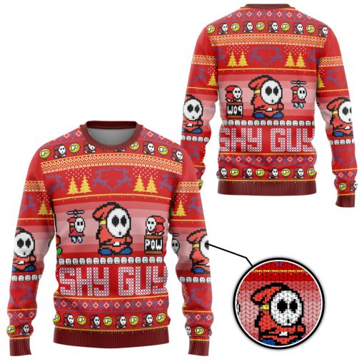 Gearhumans 3D Super Mario Shy Guy Custom Ugly Long sleeve - Image 2