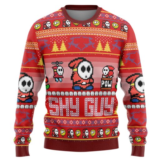 Gearhumans 3D Super Mario Shy Guy Custom Ugly Long sleeve
