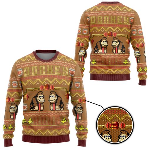 Gearhumans 3D Super Mario Donkey Kong Custom Ugly Sweater - Image 2