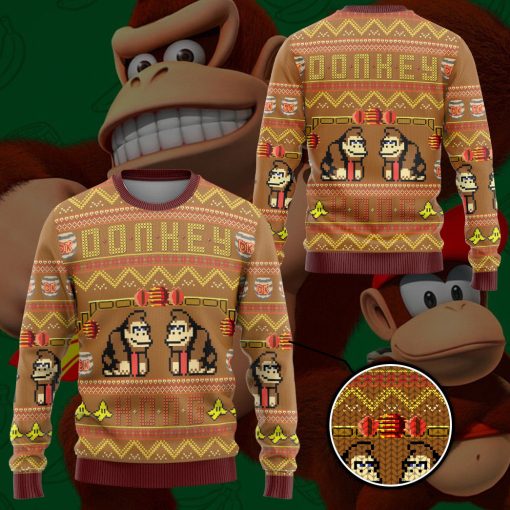 Gearhumans 3D Super Mario Donkey Kong Custom Ugly Sweater - Image 3