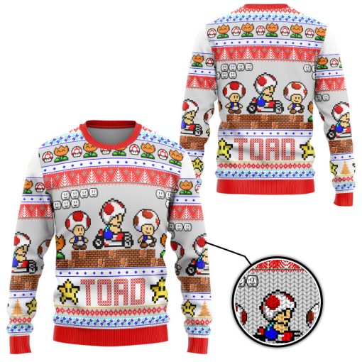 Gearhumans 3D Super Mario Toad Custom Ugly Long sleeve