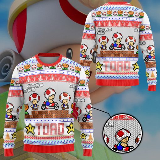 Gearhumans 3D Super Mario Toad Custom Ugly Long sleeve