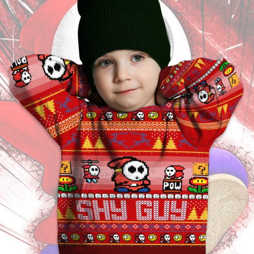 Gearhumans 3D Super Mario Shy Guy Custom Kid Ugly Sweater - Image 3