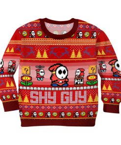 Gearhumans 3D Super Mario Shy Guy Custom Kid Ugly Sweater