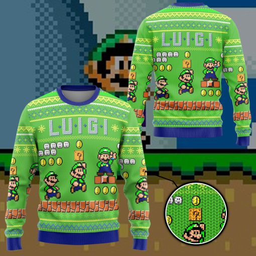Gearhumans 3D Super Mario Luigi Custom Ugly Long sleeve