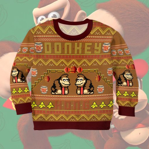 Gearhumans 3D Super Mario Donkey Kong Custom Kid Ugly Sweater - Image 2
