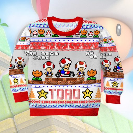 Gearhumans 3D Super Mario Toad Custom Kid Ugly Sweater