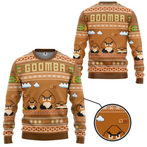 Gearhumans 3D Super Mario Goomba Custom Ugly Long sleeve