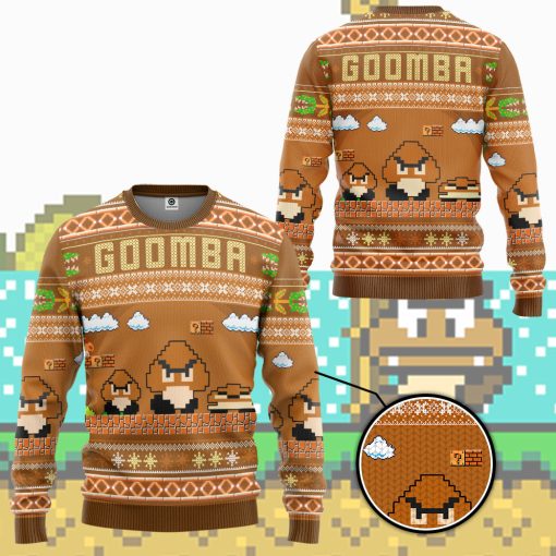 Gearhumans 3D Super Mario Goomba Custom Ugly Long sleeve