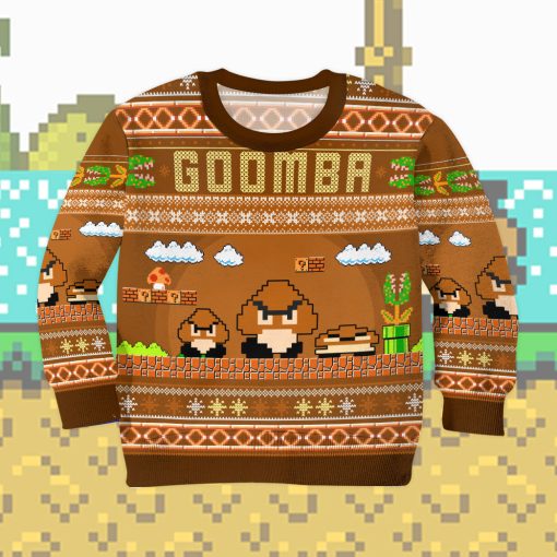 Gearhumans 3D Super Mario Goomba Custom Kid Ugly Sweater - Image 3