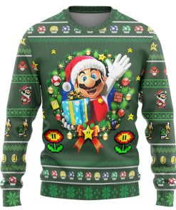 Gearhumans 3D Ugly Santa Mario Christmas Custom Ugly Sweater
